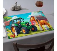 Golden Girls Gifts Farmer Drives Tractor Near Barn With Horse And Dog Dining Place Mats Western Tablecloth Kitchen And Dining(4PCS)