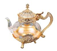 Golden Glass Teapot Kitchen Metal Cold Kettle Coffee Pot European Style Home Decoration Glassware for Birthday Wedding Gifts DUO ER