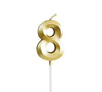 Golden Glitter 3D Number Candles - Perfect for Birthday, Anniversary, Wedding, Graduation Cake (Set of 8)