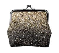 Golden Glitter Black Gold Dots, PU Leather Coin Purse, Small Wallets, Change Pouch with Kiss Lock Clasp Buckle, Change Purse