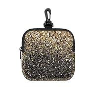 Golden Glitter Black Gold Dots, Square Zipper Storage Bag, Neoprene Coin Purse, Small Wallets, Change Pouch, Change Purse