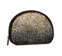 Golden Glitter Black Gold DotsSmall Makeup Sanitary Napkin Storage Bag,Women's Cosmetic Coin Purse