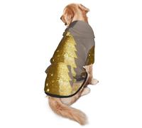 Golden Glitter Christmas Tree Dog Hoodie for Medium Large Dogs, Warm Soft Pet Sweatshirt, Easy to Wear Jumper Clothes