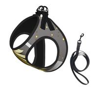 Golden Glitter Christmas Tree Print Adjustable Reflective Harness Leash Set For Cats, Dogs And Small Pets, Soft Breathable Mesh Walking Vest With Escape-Proof Lead