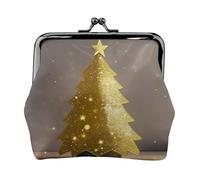 Golden Glitter Christmas Tree print Cute Buckle Coin Purses Vintage Pouch Kiss lock Change Purse Wallets for Women Fashion, Black, One Size, Vintage