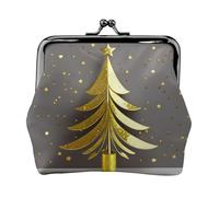 Golden Glitter Christmas Tree print Cute Buckle Coin Purses Vintage Pouch Kiss lock Change Purse Wallets for Women Fashion, Black, One Size, Vintage