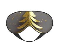 Golden Glitter Christmas Tree Print Outdoor Travel Stylish Eye Mask Adjustable Sleep Camping Meditation Relaxation