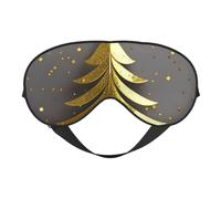 Golden Glitter Christmas Tree Print Sleep Mask,Soft Eye Mask with Adjustable Strap for Sleeping, Travel and Relaxation
