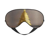 Golden Glitter Christmas Tree Print Soft Eye Mask â€“ Comfortable Sleep, Elastic Nighttime Shade, Eye Covers for Travel, Meditation