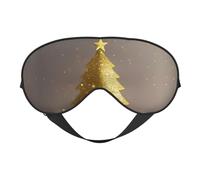 Golden Glitter Christmas Tree Print Soft Eye Mask with Adjustable Strap Sleep Shade Cover for Airplane Travel Nap