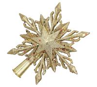 Golden Glitter Christmas Tree Star Topper with Snowflake Motif