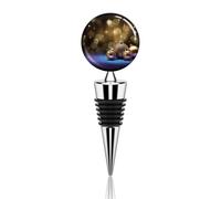 Golden Glitter Christmas Wine Stopper Zinc Alloy Beverage Bottle Stopper Reusable Leak Proof Wine Cork Cute Champagne Saver Decorative Bottle Sealer Plug Gift for Men Women