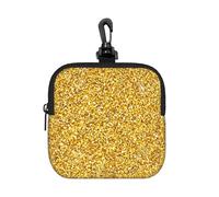 Golden Glitter Texture, Square Zipper Storage Bag, Neoprene Coin Purse, Small Wallets, Change Pouch, Change Purse