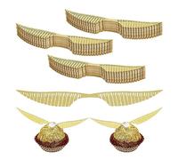 Golden Glitter Wings Cake Toppers - 50 Pcs Gold Wings Decorations for Cupcakes, Wizard & Other Anniversary/Birthday Parties