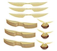 Golden Glitter Wings Cake Toppers, 50Pcs Gold Sparkle Wings Decorations for Wizard Theme Party, Birthday Anniversary Wedding Cupcake Toppers, Edible Chocolate Decor, Fairy Wings Cake Decoration