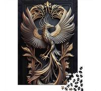 Golden Glory Phoenix 1000-Piece Puzzle for Adults, 38x26cm/1000pcs, White Pieces for Organised Sorting; Easy to Revisit Throughout The Week