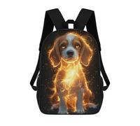 Golden Glow Beagle Puppy - Mystical Dog Art - Enchanted Canine Portrait Backpack 3D Printed Children's School Backpack Kids Travel Backpacks High Capacity Book Bags Children's Backpack Rucksack 17inch