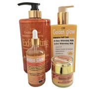 Golden Glow Intensive Half Cast Body Lotion 500ml + Carrot, Tumeric Body Wash 1000ml + Serum 100ml + Face Cream 60ml with spf55 4 in 1 Set