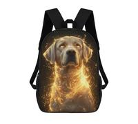 Golden Glow Labrador Retriever - Mystical Dog Art - Enchanted Canine Portrait Kids School Backpack 3D Printed Backpacks Fashion School Bag Rucksacks for Boys Elementary And Middle School Students 17in