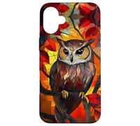 Golden Glow Owl with Autumn Leaf Highlights Case for iPhone 16 Plus