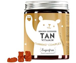 Golden Goddess Tan Vitamin - Tanning Complex - Vitamin C, E, beta-Carotene, Calcium and Copper - 60 Pieces (1 Month Supply) - Sugar Free, Vegan - Bears with Benefits