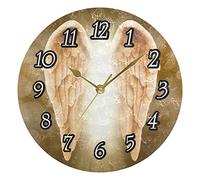 Golden Gold Angel Wings Wall Clock, Silent Non-Ticking Easy to Read Round Decorative Wall Clock with Gold Hands for Home Office School 9.5" in Diameter