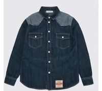 GOLDEN GOOSE Boy's Western-Style Cotton Denim Shirt with Flap Patch Pockets - Size: 10 - male