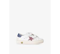 Golden Goose Girls White/navy Kids' May School Glitter-embellished Leather-blend Low-top Trainers Eur 29 / 11 Uk Kids