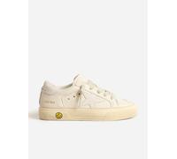 Golden Goose Kids Leather and Suede Star May Trainers in White - White - EU 24 UK 7
