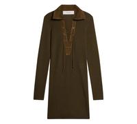 Golden Goose lace-up collared knitted mini dress - Green XS-S-M