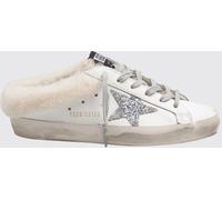 GOLDEN GOOSE Leather Super-Star Sabot Sneakers with Distressed Effect and Glitter Logo - Size: 36 - female