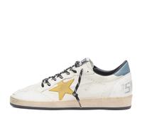Golden Goose Men's Ball Star Leather and Suede Sneaker White/Honey/Water Blue