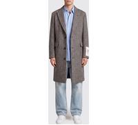 GOLDEN GOOSE Single-Breasted Long Chevron Wool Coat with Peak Lapels - Size: 50 - male