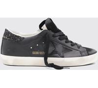 GOLDEN GOOSE Super-Star Glitter Leather and Nappa Trainers with Distressed Effect - Size: 38 - female
