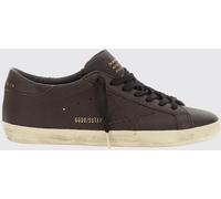 GOLDEN GOOSE Super-Star Sabot Leather Sneakers with Distressed Effect and Laminated Logo - Size: 42 - male