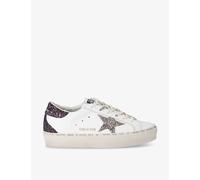 Golden Goose Womens Golden Goose Women's Hi Star 11934 Glitter-Embellished Leather Low-Top Trainers White/Comb Eur 35 / 2 UK Women