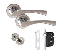 Golden Grace 1 Pair Astrid Design Bathroom Door Handles On Round Rose Duo Chrome Finish