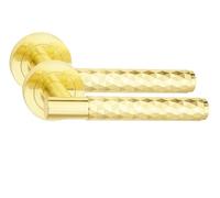 Golden Grace 1 Pair Knurled Diamond Cut T-Bar Door Handles Satin Brass Finish