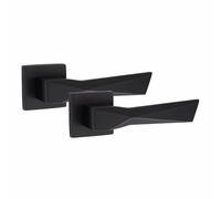 Golden Grace 1 Pair Modern Aura Design Matt Black Premium Door Handles Square Rose