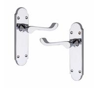 Golden Grace 1 Pair Of Epsom Design Victorian Scroll Handle On Shaped Backplate Door Lever Latch Premium Internal Door Handle Polished Chrome