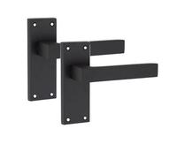 Golden Grace 1 Pair Of Victorian Straight Delta Handle Latch Internal Door Handles Matt Black With 120mm X 40mm Backplate