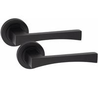 Golden Grace 1 Pair Of Wave Design Door Handle On Round Rose Latch Internal Door Handles Matt Black Finish With 52mm Diameter