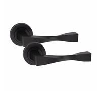 Golden Grace 1 Pair Straight Astrid Twist Design Door Handles Latch Matt Black Finish - 52mm