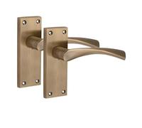 Golden Grace 1 Pair Victorian Astrid Scroll Interior Door Handle Antique Brass Finish 120 x 40mm