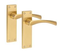 Golden Grace 1 Pair Victorian Astrid Scroll Interior Door Handle Satin Brass Finish 150 x 40mm