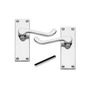 Golden Grace 1 Pair Victorian Design Scroll Lever Latch Internal Door Handles Polished Chrome Finish - 120mm