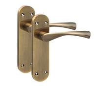 Golden Grace 1 Pair Victorian Long Plate Astrid Design Scroll Interior Door Handle Antique Brass Finish 182 x 45mm