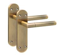 Golden Grace 1 Pair Victorian Long Plate Mitred Design Straight Interior Door Handle Antique Brass Finish 182 x 45mm