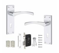 Golden Grace 1 Pair Victorian Scroll Astrid Door Handle Polished Chrome Lever Lock