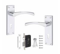 Golden Grace 1 Pair Victorian Scroll Astrid Door Handle Silver Polished Chrome Finish Lever Lock - 150mm X 40mm